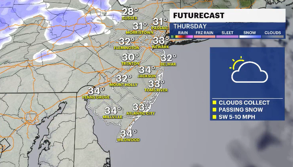 Cold weather continues; snow showers possible Thursday evening
