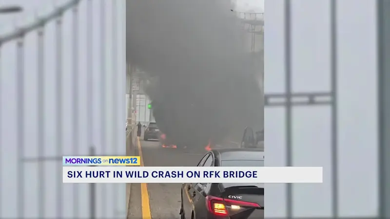 Story image: Vehicle crash on the RFK Bridge sends 6 people to the hospital