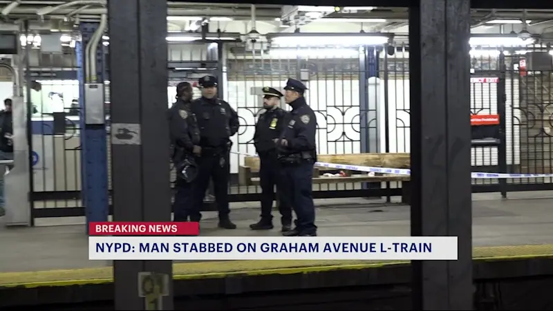 Story image: NYPD: Man stabbed aboard L train at Graham Avenue subway station