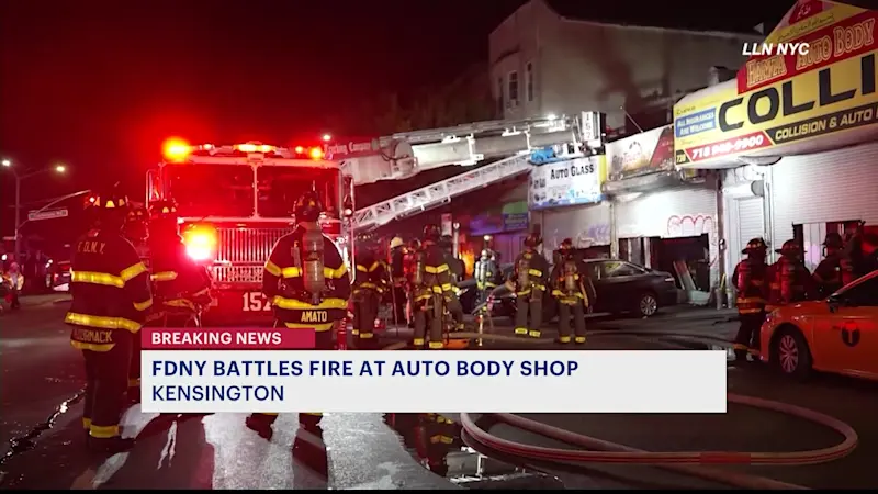 Story image: Fire breaks out inside Kensington auto body shop