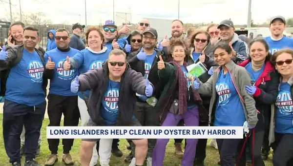 Long Island residents participate in Oyster Bay beach and harbor cleanup