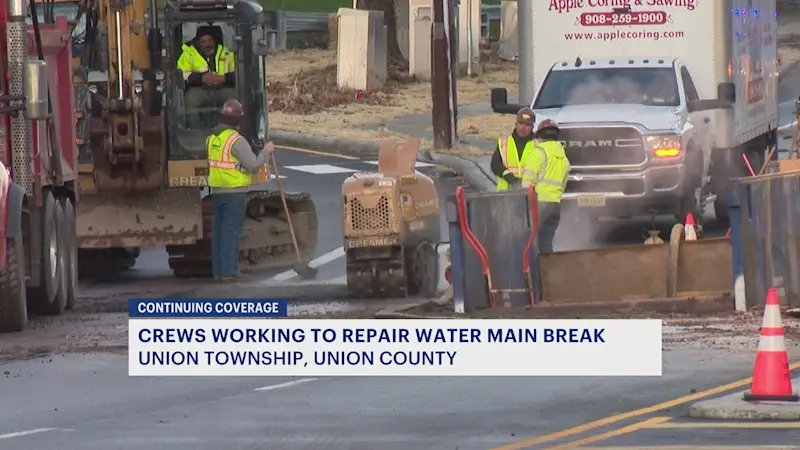 Story image: NJ American Water isolates Union Township water main break; repairs underway