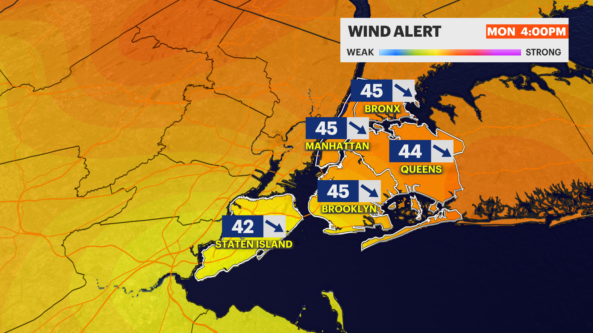 WIND ALERT Major gusts Monday in New York City could reach 50 mph