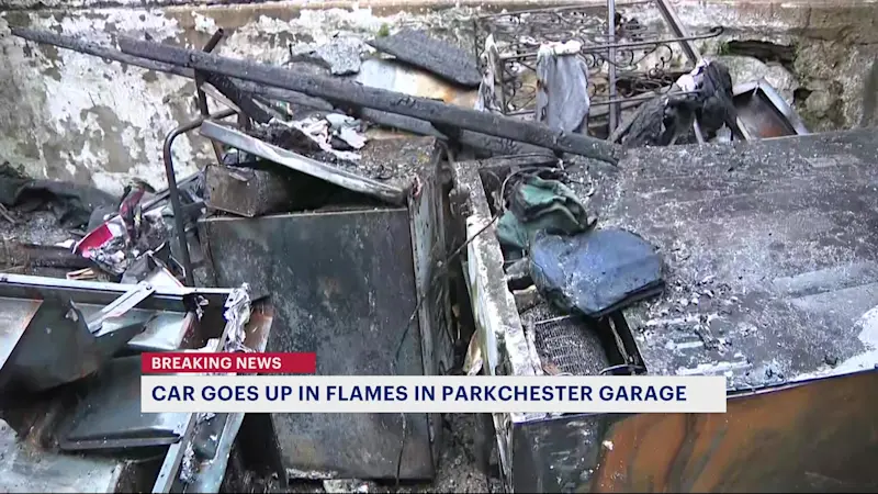 Story image: Car goes up in flames in Parkchester garage