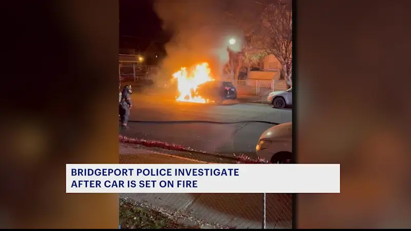 Story image: Bridgeport police investigate car fire, ask for public's help solving apparent arson