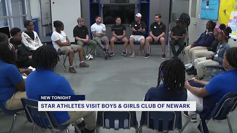 Story image: Students at Boys & Girls Club of Newark meet UFC, NHL athletes