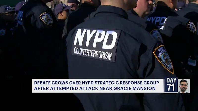 Story image: Debate grows over NYPD's Strategic Response Group after attempted terrorism attack near Gracie Mansion