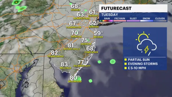 Pop-up rain showers expected tonight into Tuesday morning