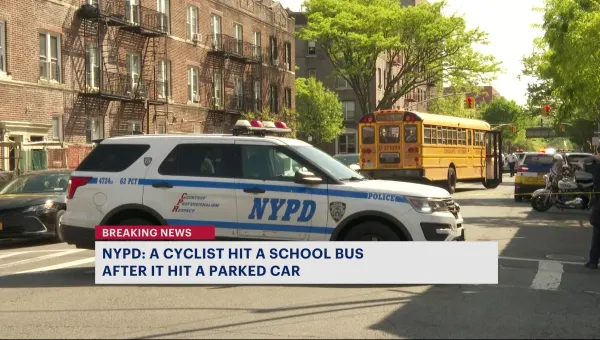 ​NYPD: Cyclist hit by car door, then run over by school bus