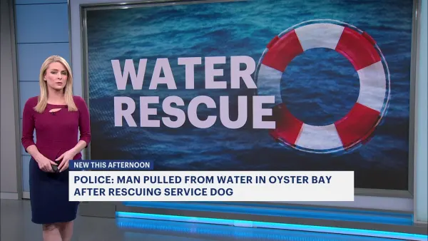 Man saves service dog from Oyster Bay waters, is then rescued by police