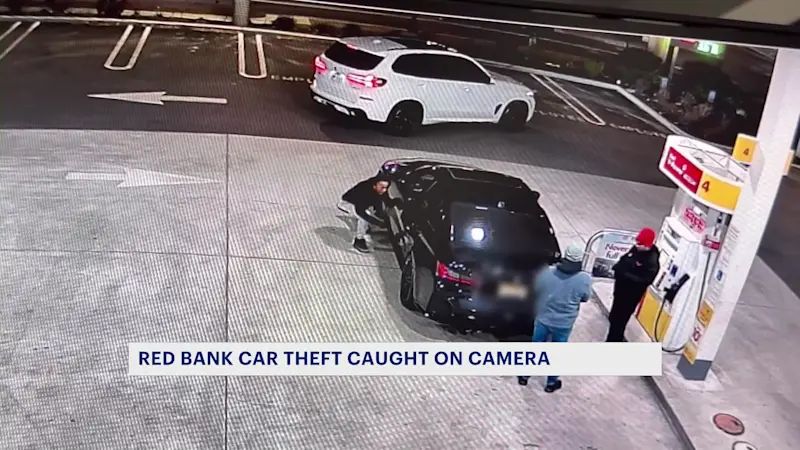 Story image: Caught on camera: Brazen thieves steal car from Red Bank gas station