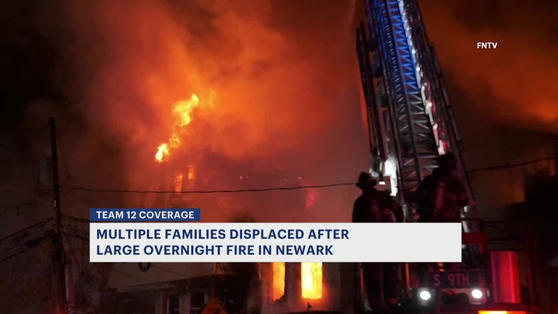 Story image:  Officials: Multiple homes destroyed, and several families displaced following Newark fire