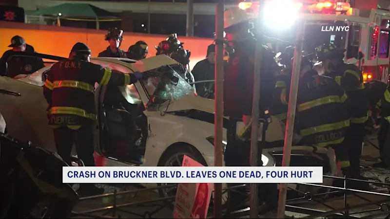Story image: Woman dead, 4 others hurt in crash on Bruckner Boulevard