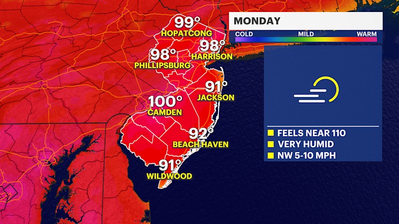 Story image: HEAT ALERT: Extreme heat warning through Wednesday in New Jersey