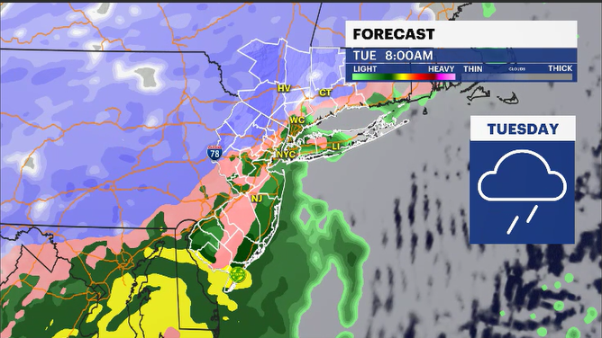 Story image: Snow for some, rain for many: Everything you need to know about Tuesday’s coastal storm