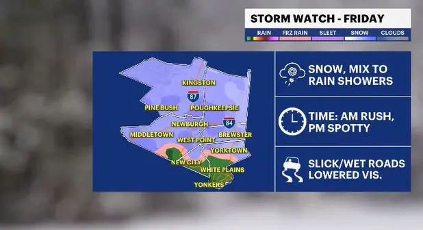 Story image: STORM WATCH: Wintry mix likely for Friday morning