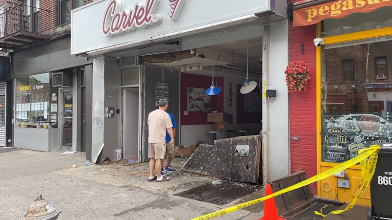 Story image: Caught on camera: Yellow cab crashes into Bay Ridge Carvel