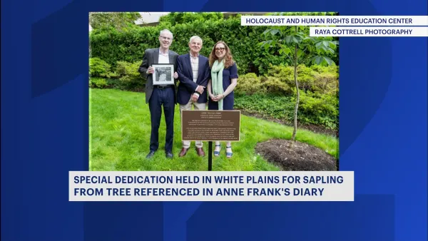 Sapling from Anne Frank’s tree dedicated at White Plains’ Garden of Remembrance