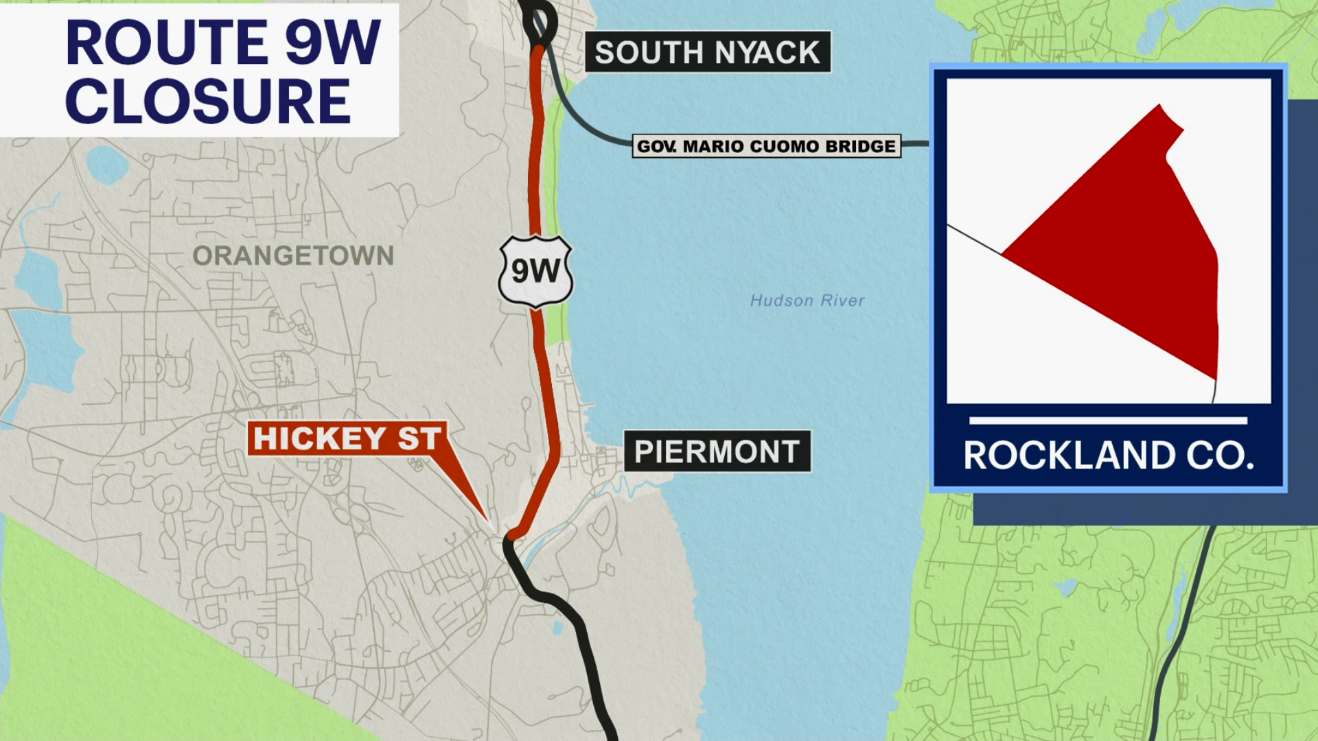 Traffic Alert: Section of Route 9W closing in both directions in Rockland County