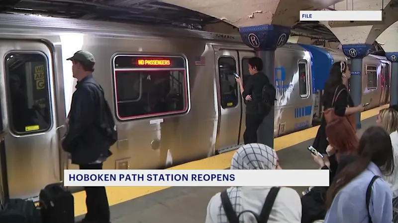 Story image: Hoboken PATH station to reopen Tuesday after monthlong renovation