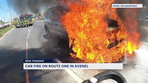 Crews respond to SUV on fire on Route 1 in Avenel