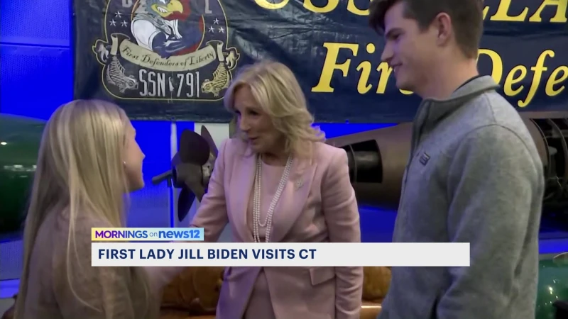 Story image: First lady Jill Biden visits Groton, meets with military families