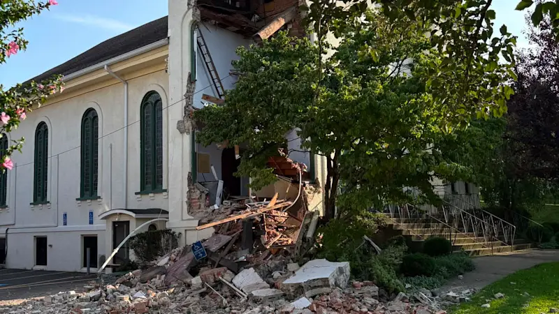 Story image: 'God has a plan.' Danbury church partially collapses; no injuries reported