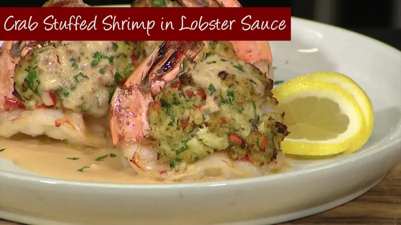 Story image: What's Cooking: Crab Stuffed Shrimp in Lobster sauce