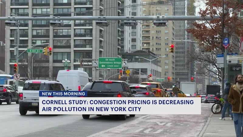 Story image: Congestion pricing linked to lower air pollution across New York City