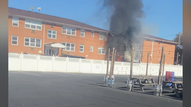 Story image: Officials: Fire caves in roof of Roselle Park apartment; dozens displaced