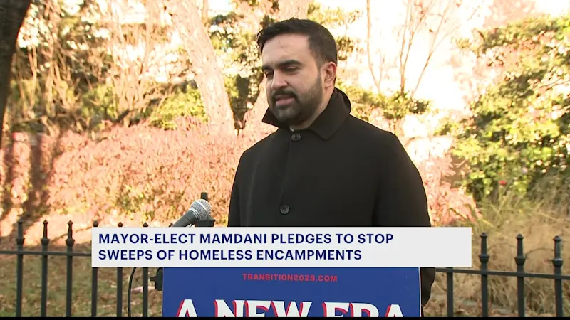 Story image: Mamdani vows to end homeless encampment sweeps, Adams Admin responds to criticism 