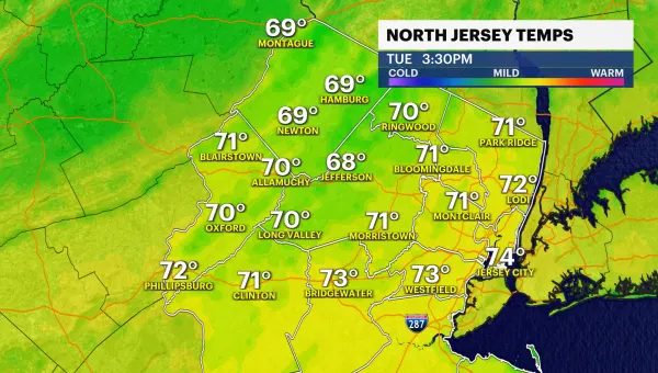 Sunny today in New Jersey with highs near 75; rain returns Wednesday