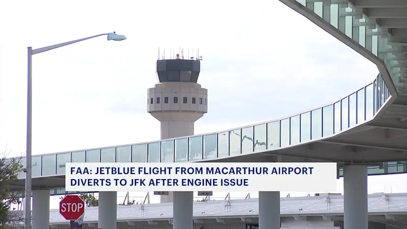 Story image: Flight from MacArthur makes emergency landing after engine trouble
