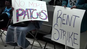 Tenants on Sterling Place rally for better apartment conditions two years after strike
