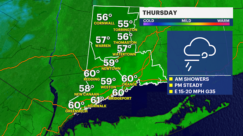 Story image: STORM WATCH: Storm brings soaking rain, gusty winds to Western CT Thursday