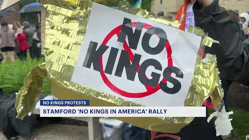 Story image: ‘No kings in America.’ Anti-Trump rally marches through Stamford