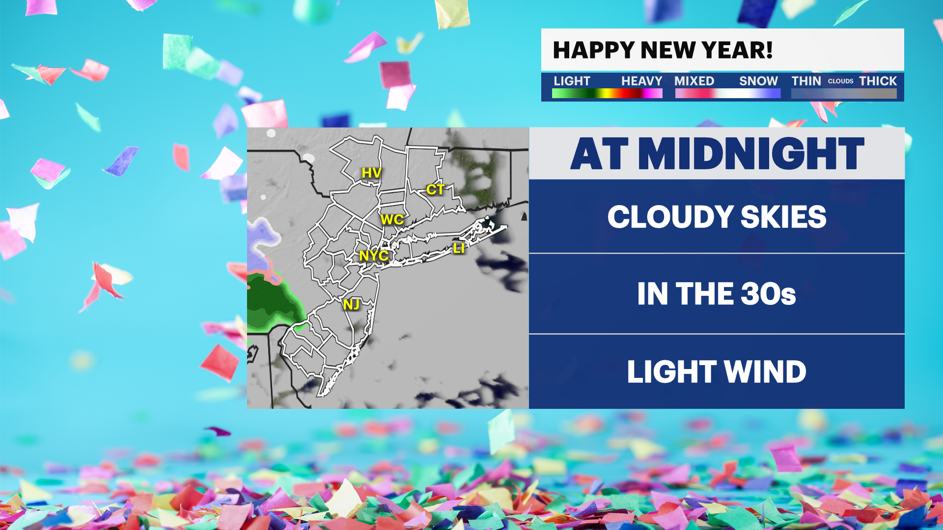 Seasonably chilly, with peeks of sunshine for 1st day of year in