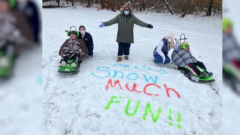 Story image: Jersey Proud: Patients at Children’s Specialized Hospital go sledding