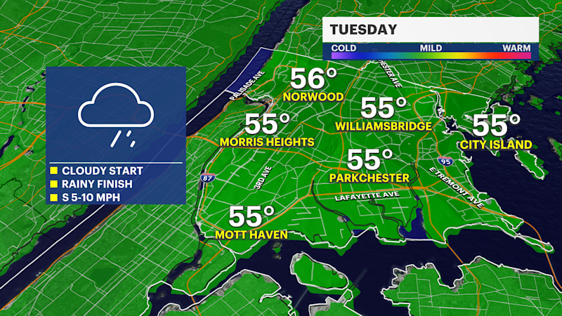Story image: Wet travel days for the midweek, blustery holiday ahead for The Bronx