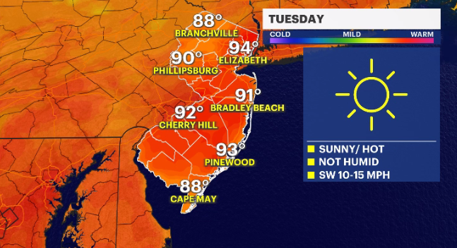 Story image: Higher temps return for Tuesday; tracking potential for Wednesday storms