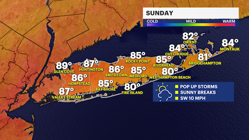 Story image: STORM WATCH: Scattered strong storms with winds, heavy downpours on Sunday for Long Island