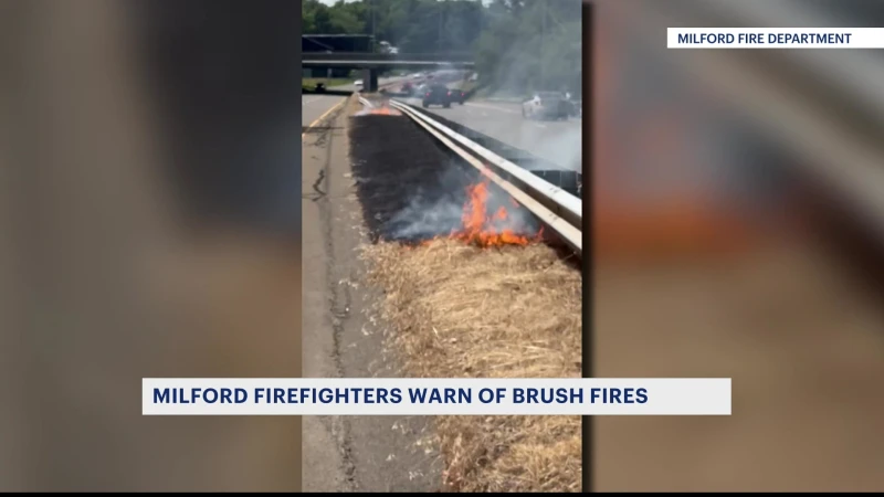 Story image: Milford firefighters warn the public about brush fires