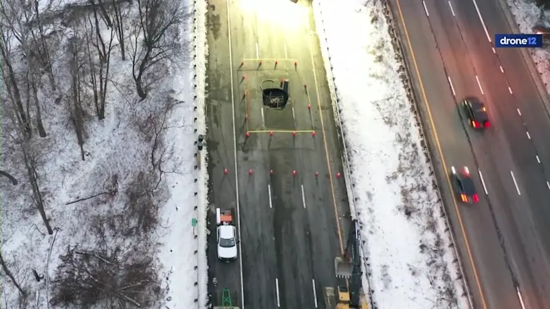 Story image: Interstate 80 eastbound in Wharton closed until further notice due to new sinkhole