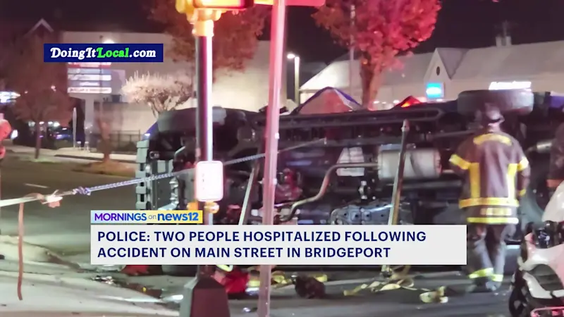 Story image: Bridgeport crews pull driver from vehicle after crash