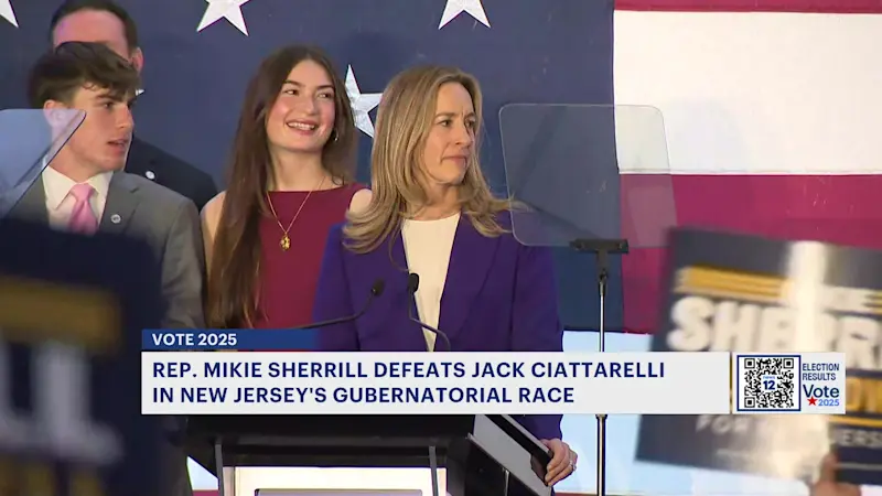 Story image: Democrat Mikie Sherrill elected governor of New Jersey, defeating Republican Jack Ciattarelli