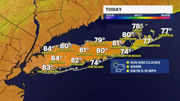 Mix of sun and clouds, chance of passing afternoon shower on Long Island