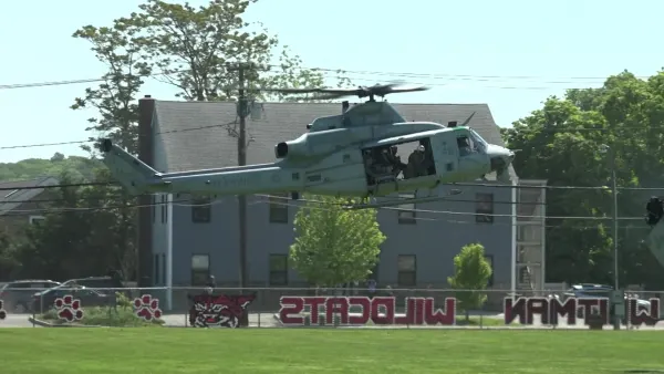 US Marines land at Walt Whitman High School as part of Memorial Day weekend celebration