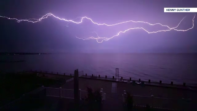 Story image: VIDEO: Lightning in Bayport turns the sky a shade of purple