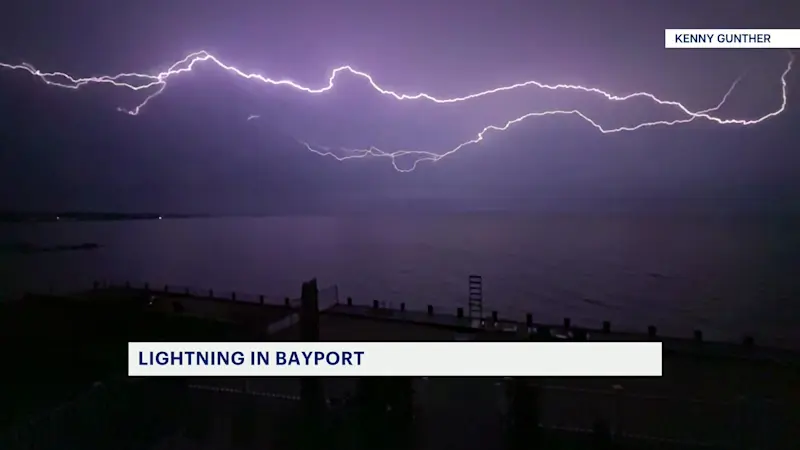 Story image: VIDEO: Lightning in Bayport turns the sky a shade of purple