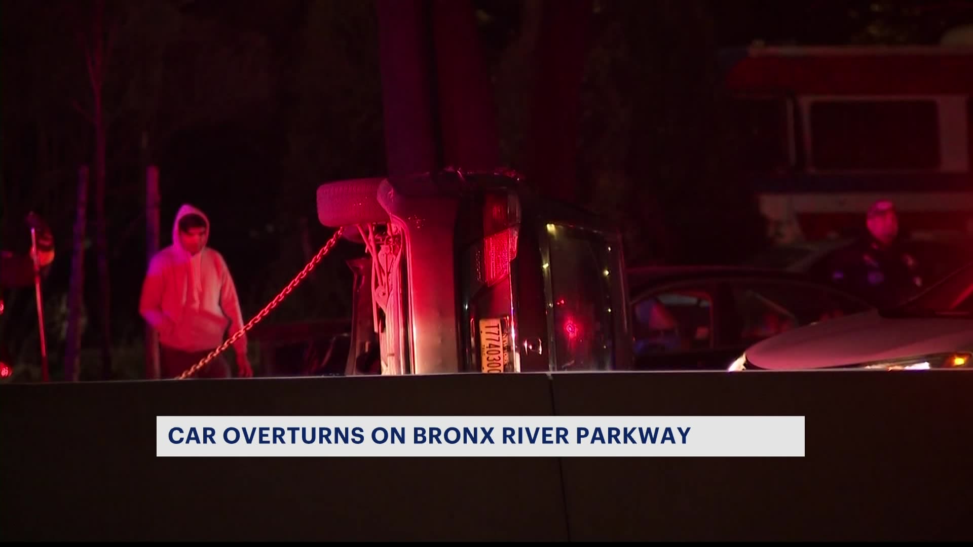 Car overturns on Bronx River Parkway
